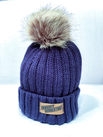 Winter Mütze mit Bommel - Blau